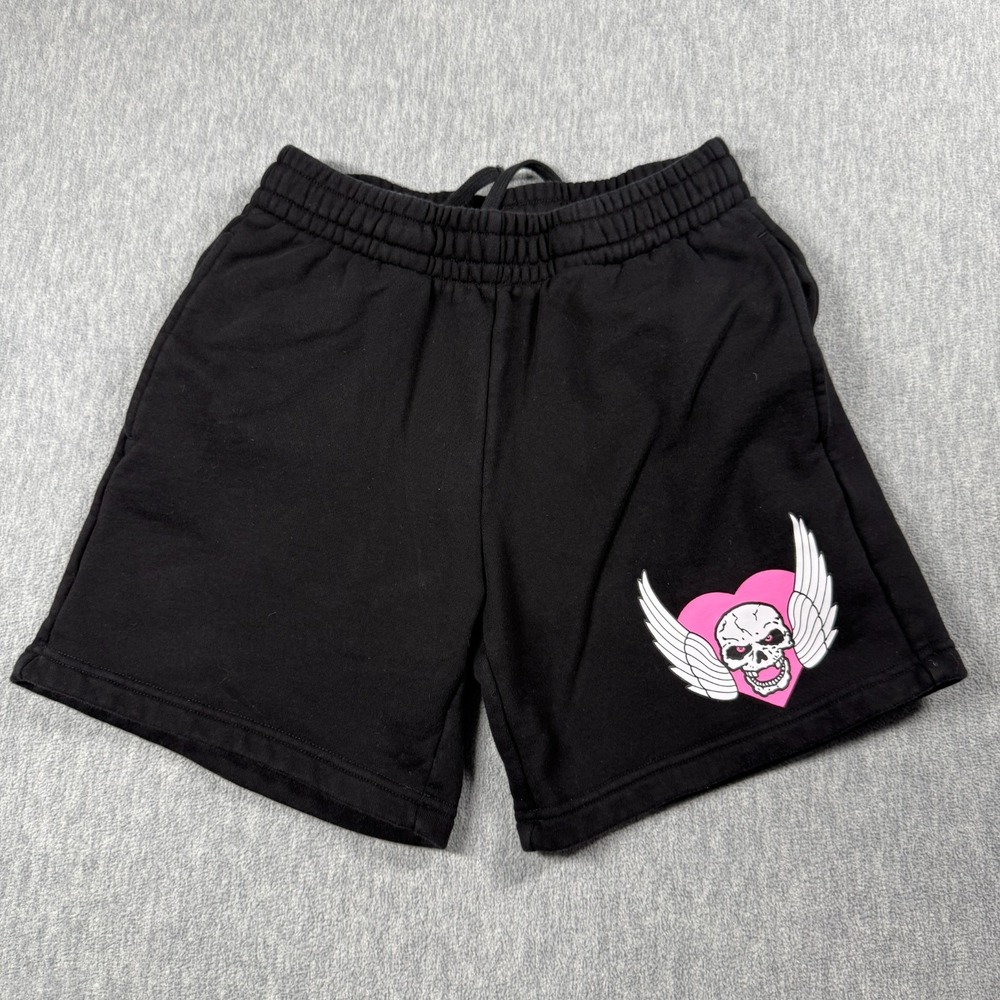 Chalk Line Shorts Women S Black WWE Skull Winged Heart Fleece Sweatshorts‎